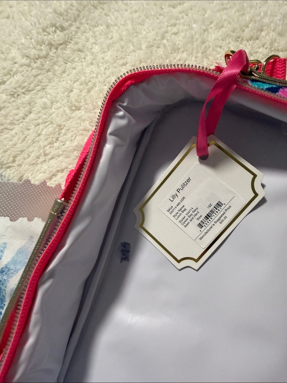 Lilly Pulitzer oyster bay navy Colorful Coral Print Crossbody Lunch Bag - Picture 6 of 7